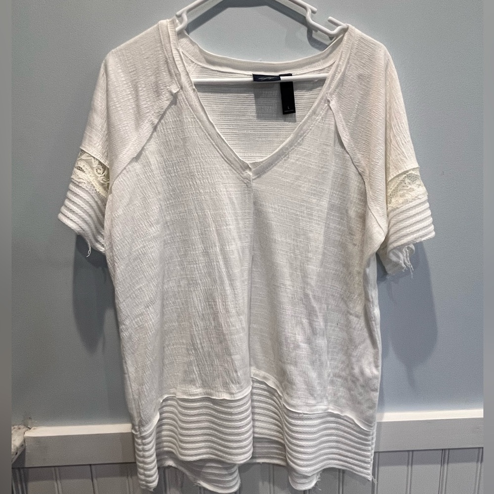 Daytrip White V-Neck Women's Top